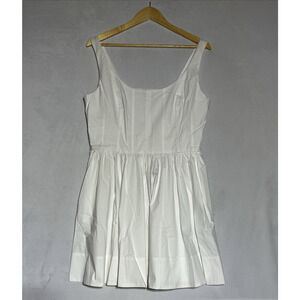 J Crew Fit and Flare Mini Dress 10 White Corset Swingy Skirt Poplin Stretch